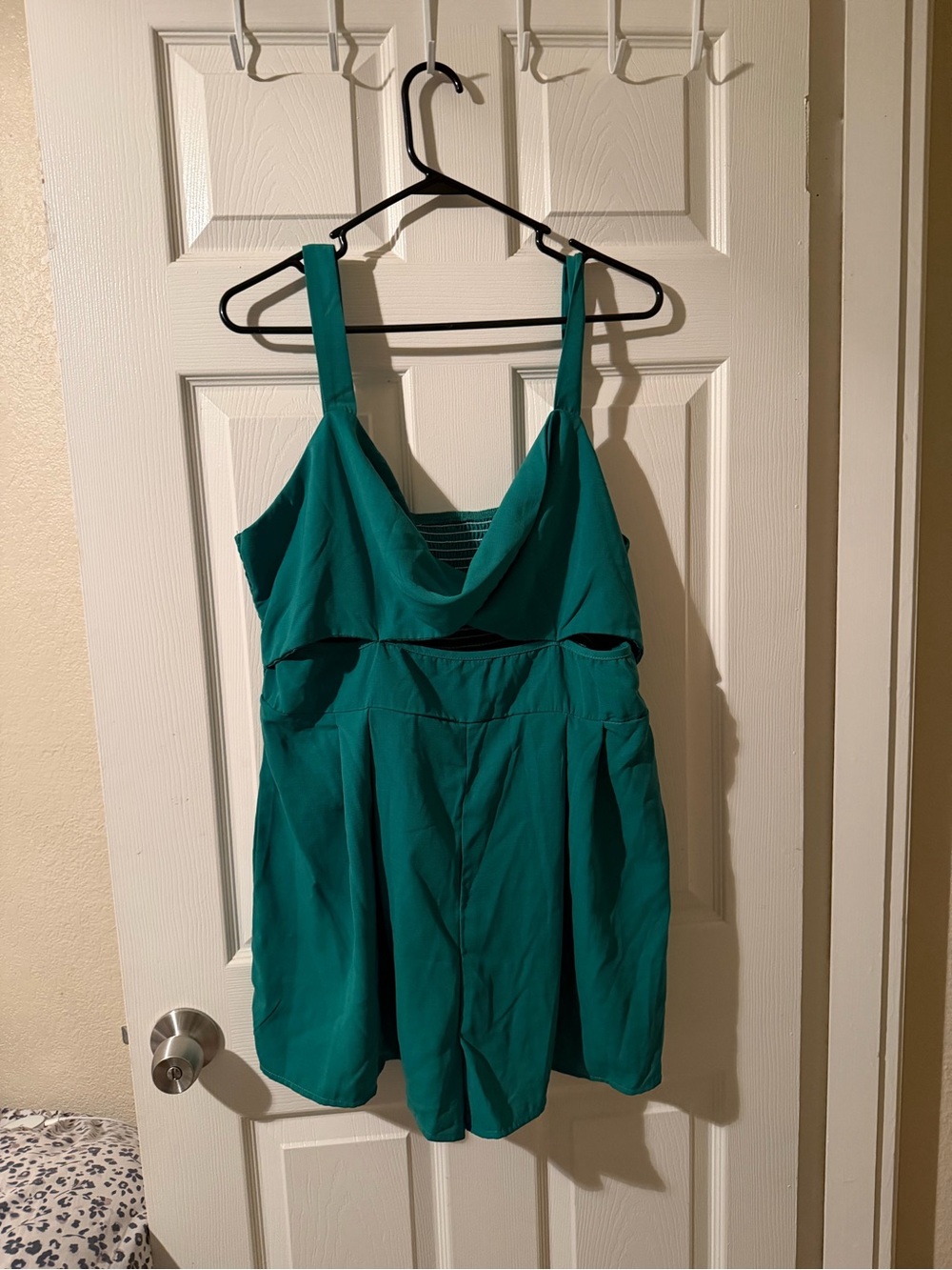 SHEIN Teal Green Midi Dress with Draped Bodice
